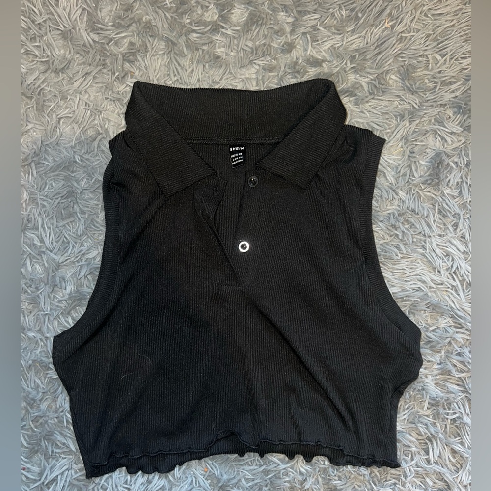 SHEIN black collared crop top size large